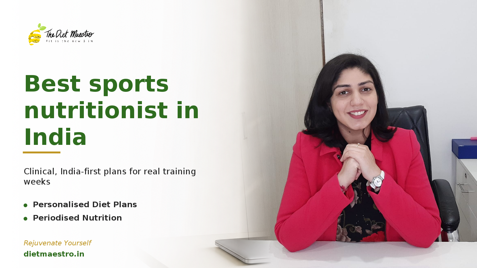 Dt. Priyanka Narang, Clinical Dietitian, beside a calm consult scene — best sports nutritionist in India.